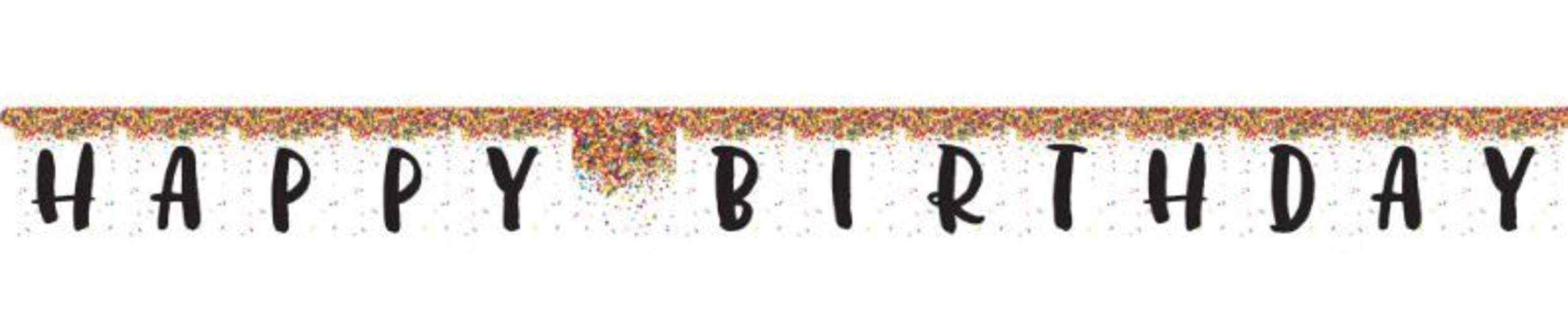 Confetti Sprinkles "Happy Birthday" Hanging Garland Banner Decoration, Multi-Coloured, 12-ft, for Birthday Party Front_Flat