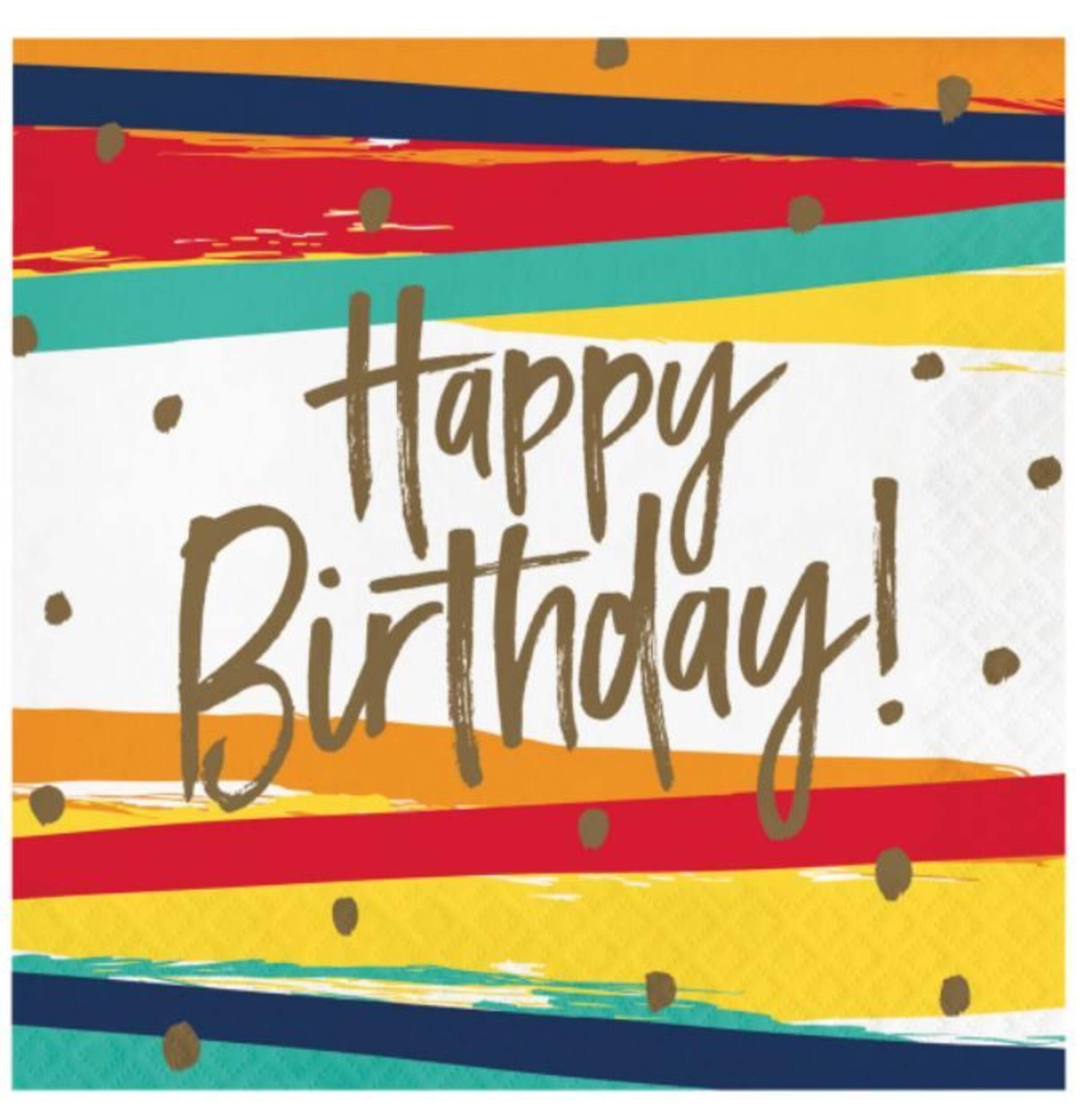 Serviettes à dîner rayées Happy Birthday, paq. 16 Overhead_Flat