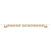 "Happy Birthday" Hanging Garland Banner Decoration, Multi-Coloured, 114-in, for Birthday Party Front_Flat