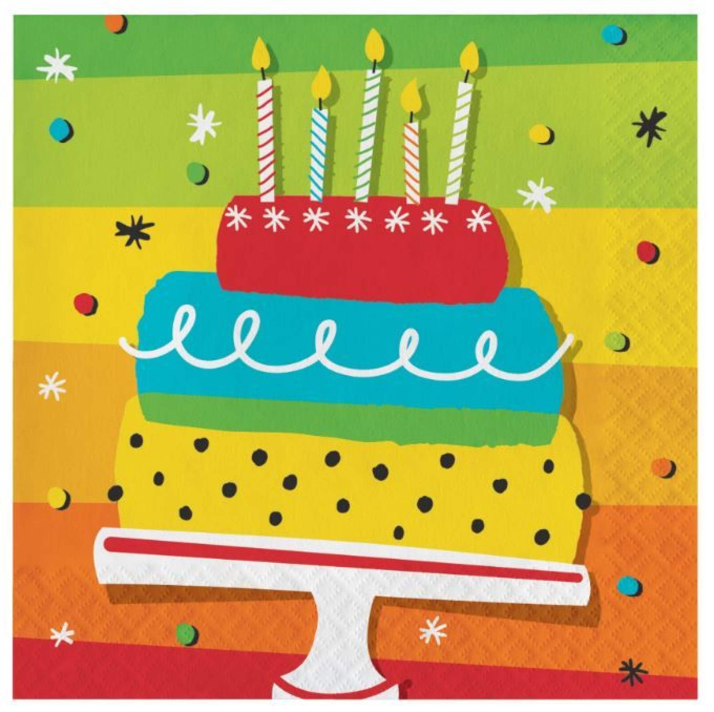 Serviettes de table à gâteau arc-en-ciel, paq.&nbsp;16 Front_Flat