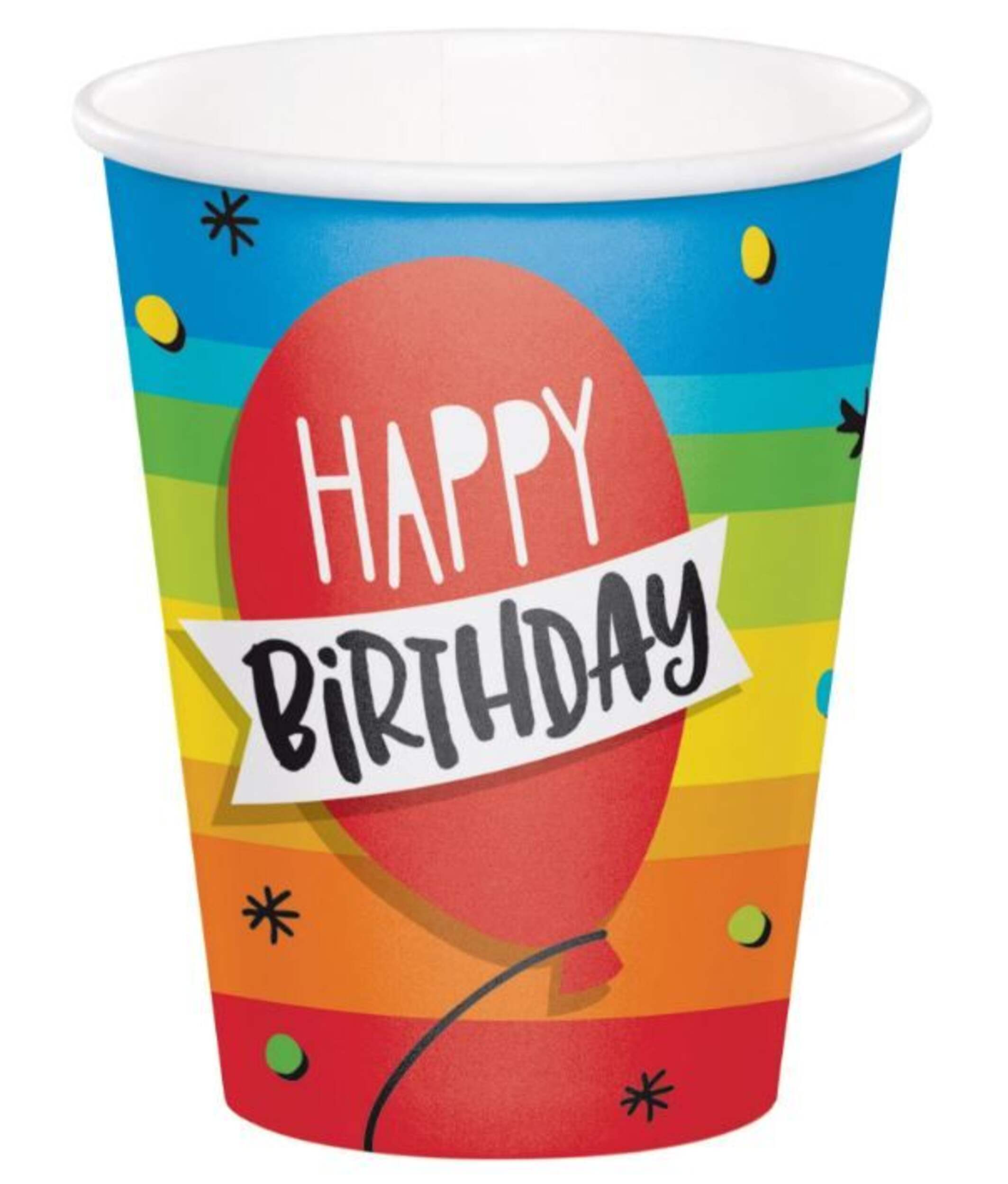 Gobelets gâteau arc-en-ciel, 9 oz, paq. 8 Front_Elevated