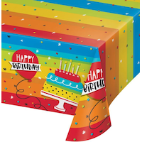 Nappe en plastique de gâteau arc-en-ciel, 54 x 102 po CloseUp