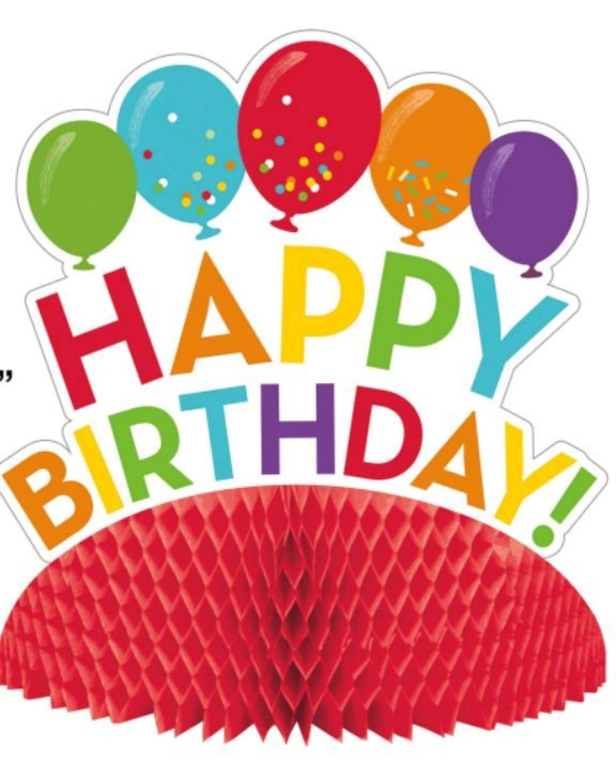 Centre de table alvéolé Happy Birthday Front_Flat