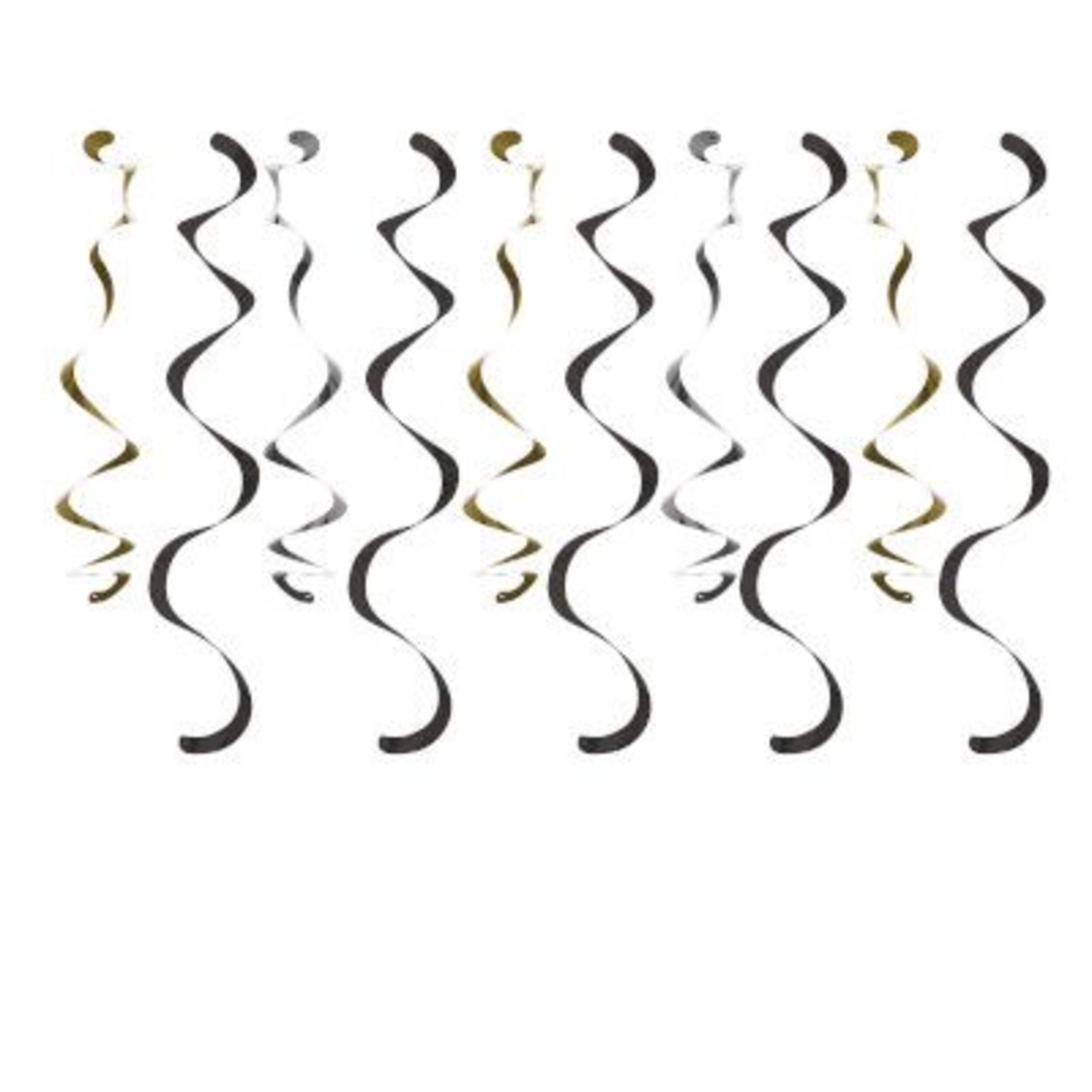 Guirlandes spiralées noires, argentées et dorées des années 20, paq. 10 Composite_or_Mixed