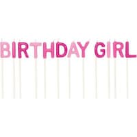 "Birthday Girl" Letter Wax Candles, Pink, 3-in, 12-pk, for Birthday Party Front_Flat