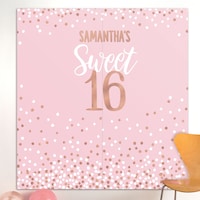 "Sweet 16" Customizable DIY Plastic Scene Setter Background Decoration, Pink, 19-in, for Birthday Party
