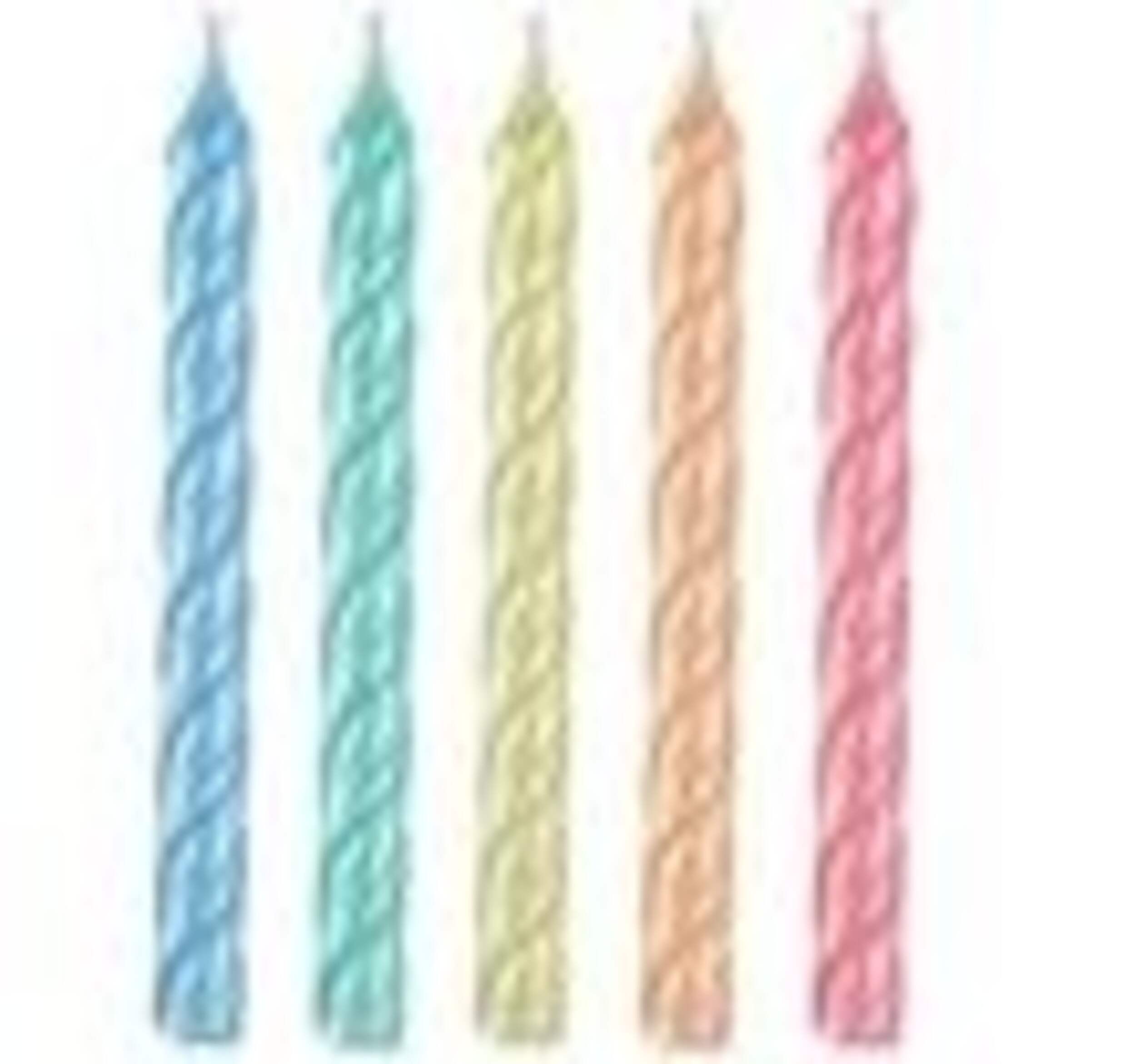 Pearlized Spiral Wax Candles, Pastel Colours, 3.2-in, 12-pk, for Birthday Party Front_Flat