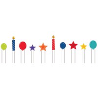 Outdoor Yard Stake Sign Decorations, Multi-Coloured, 16-in, 10-pk, for Birthday Party Front_Flat