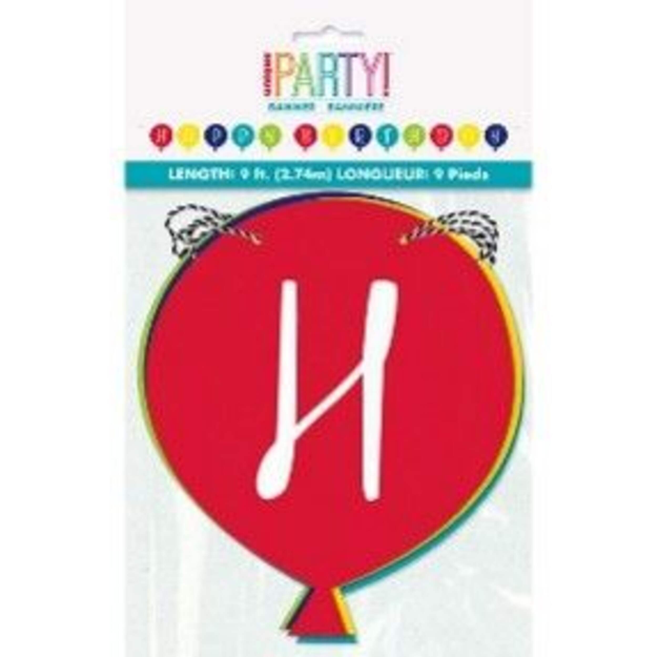 "Happy Birthday" Hanging Garland Banner Decoration, Multi-Coloured, 9-ft, for Birthday Party Front_Flat