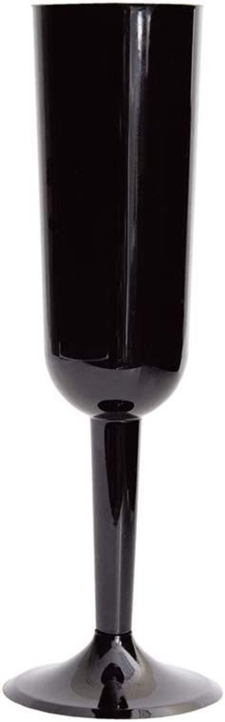 Plastic Reusable Champagne Flutes, Black, 5.5-oz, 4-pk, for New Year's Eve Front_Flat