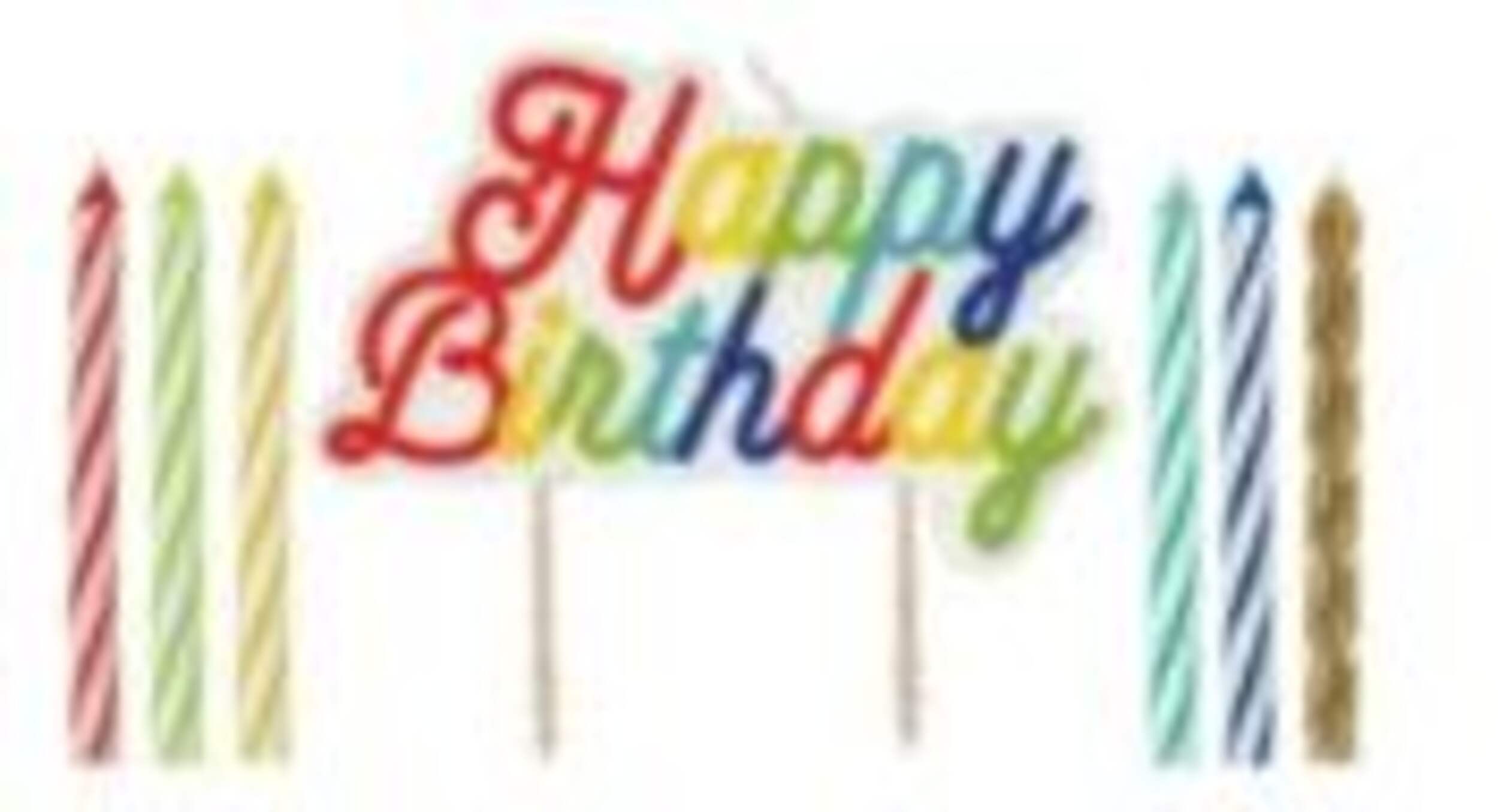 Ensemble de bougies Happy Birthday arc-en-ciel Unique Front_Flat