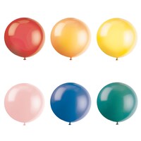 Ballons en latex ronds, rouge/orange/rose/bleu/vert, 36 po, paq. 6, pour fête d'anniversaire Front_Flat