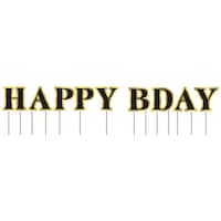 Better with Age "Happy Bday" Outdoor Yard Stake Sign Decorations, Black/Gold, 20-in, 9-pk, for Birthday Party Front_Flat