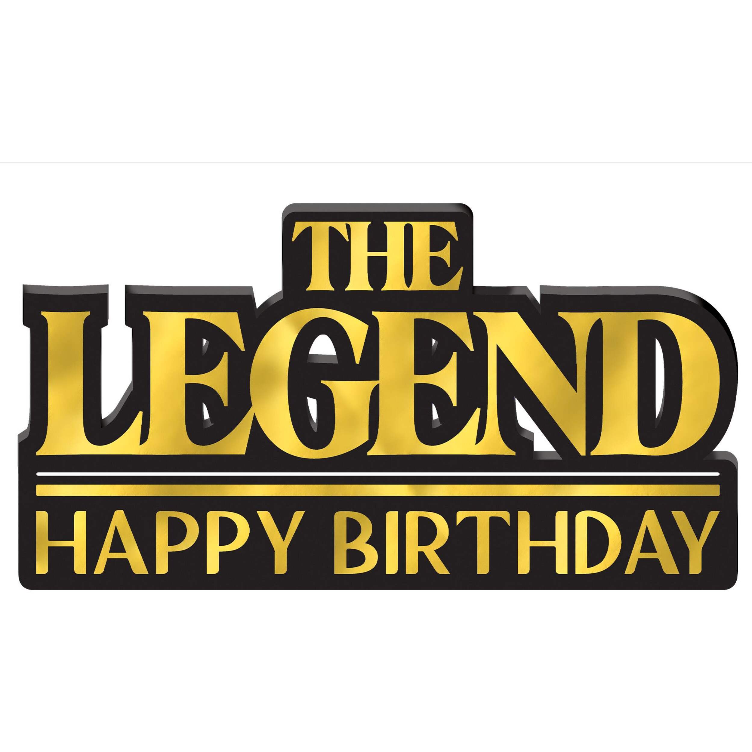 Better with Age "The Legend Happy Birthday" Standing Block Sign Table Centerpiece Decoration, Black/Gold, 13.5-in, for Birthday Party Front_Flat