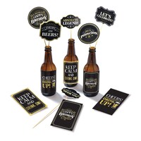 Better with Age "Cheers and Beers" Beer Kit Table Decorating Kit Centerpieces, Gold/Black, 16-in, 12-pk, for Birthday Party Composite_or_Mixed