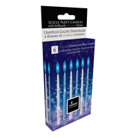 Colour Flame Wax Candles, Blue/White, 3.9-in, 6-pk, for Birthday Party Front_Three_Fourths_Angled_Right