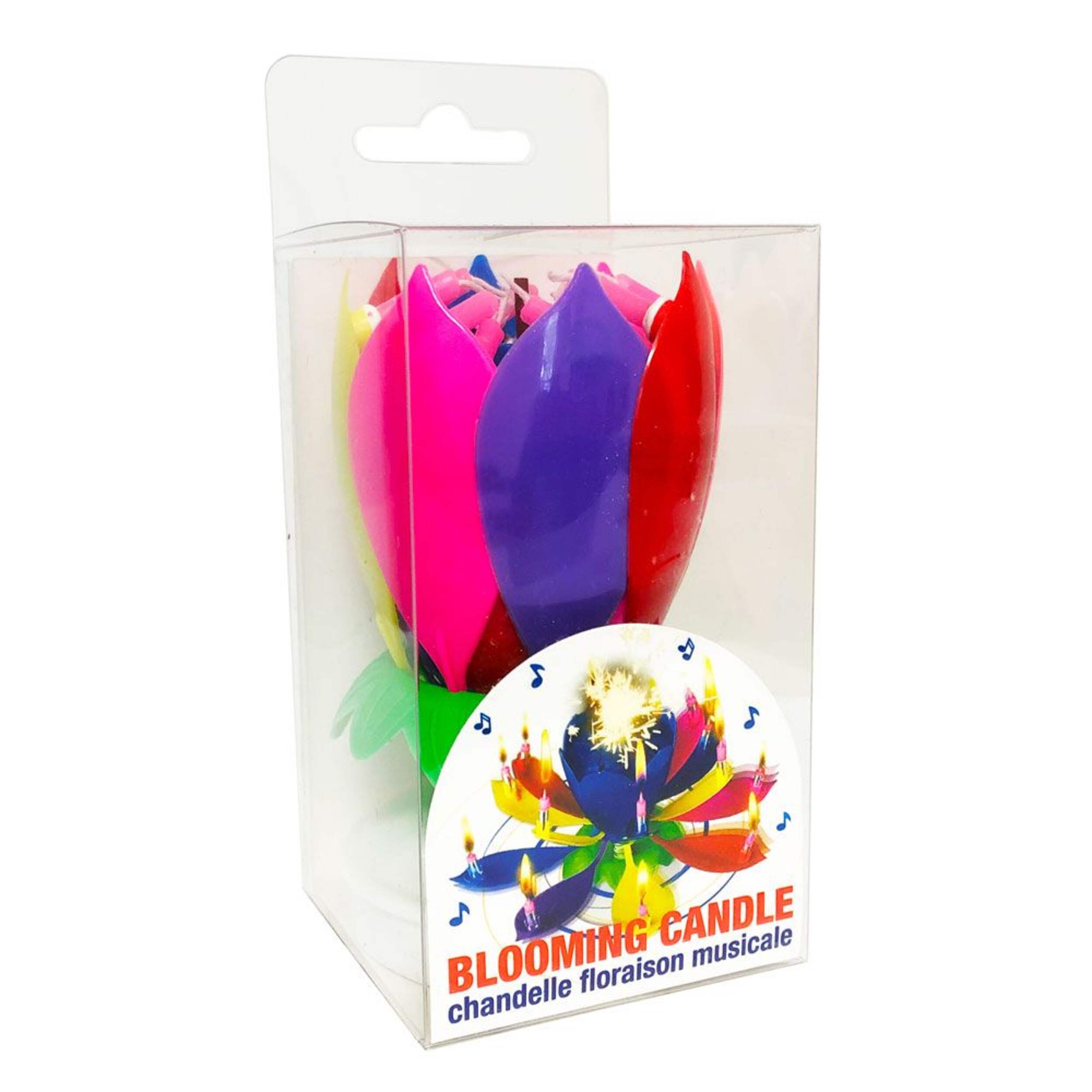 Musical Blooming Flower Candle, Multi-Coloured, 6-in, 14-pk, for Birthday Party Front_Three_Fourths_Angled_Right