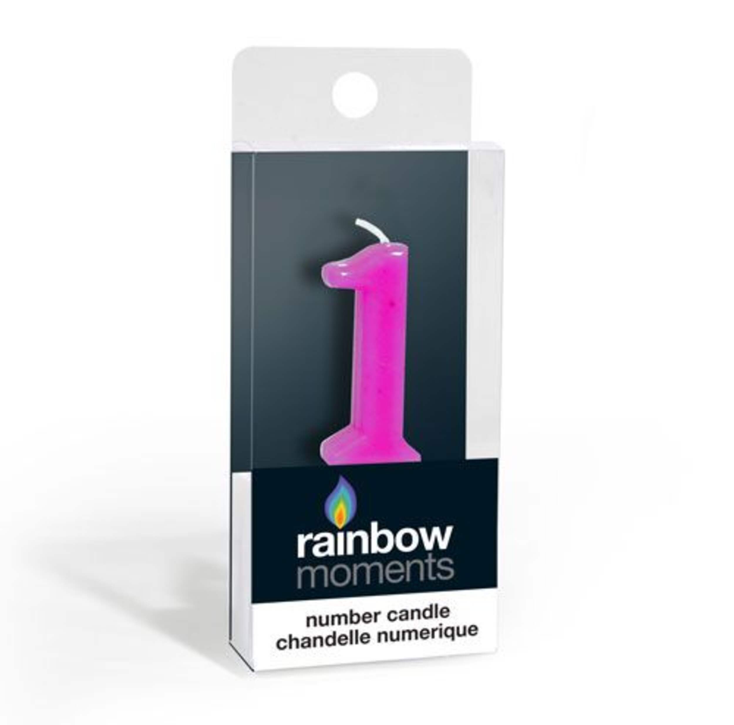 "1" Number Wax Candle, Pink, 3.9-in, for Birthday Party/Anniversary Front_Three_Fourths_Angled_Right