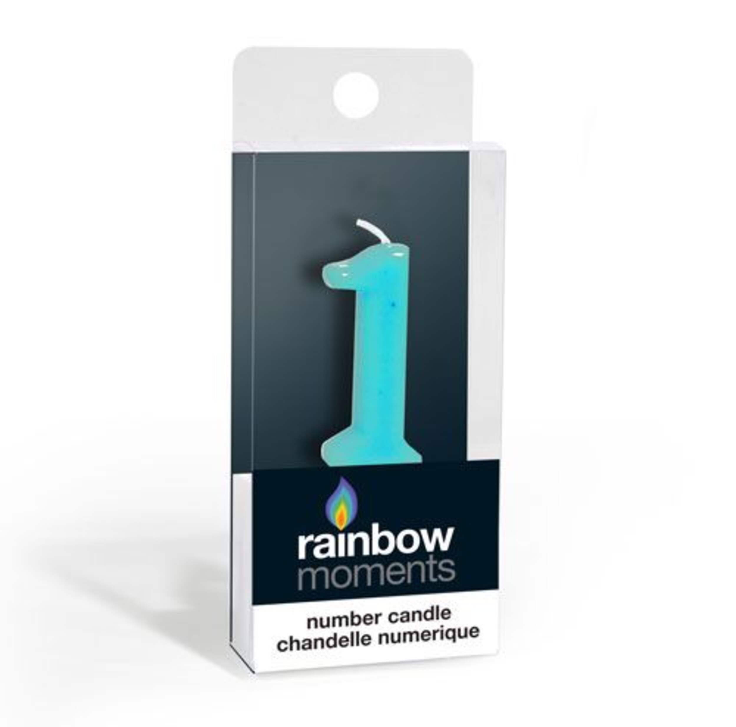 "1" Number Wax Candle, Blue, 3.9-in, for Birthday Party/Anniversary Front_Three_Fourths_Angled_Right