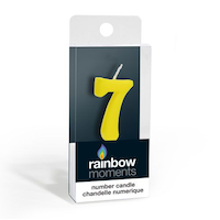 "7" Number Wax Candle, Yellow, 3.9-in, for Birthday Party/Anniversary Front_Three_Fourths_Angled_Right