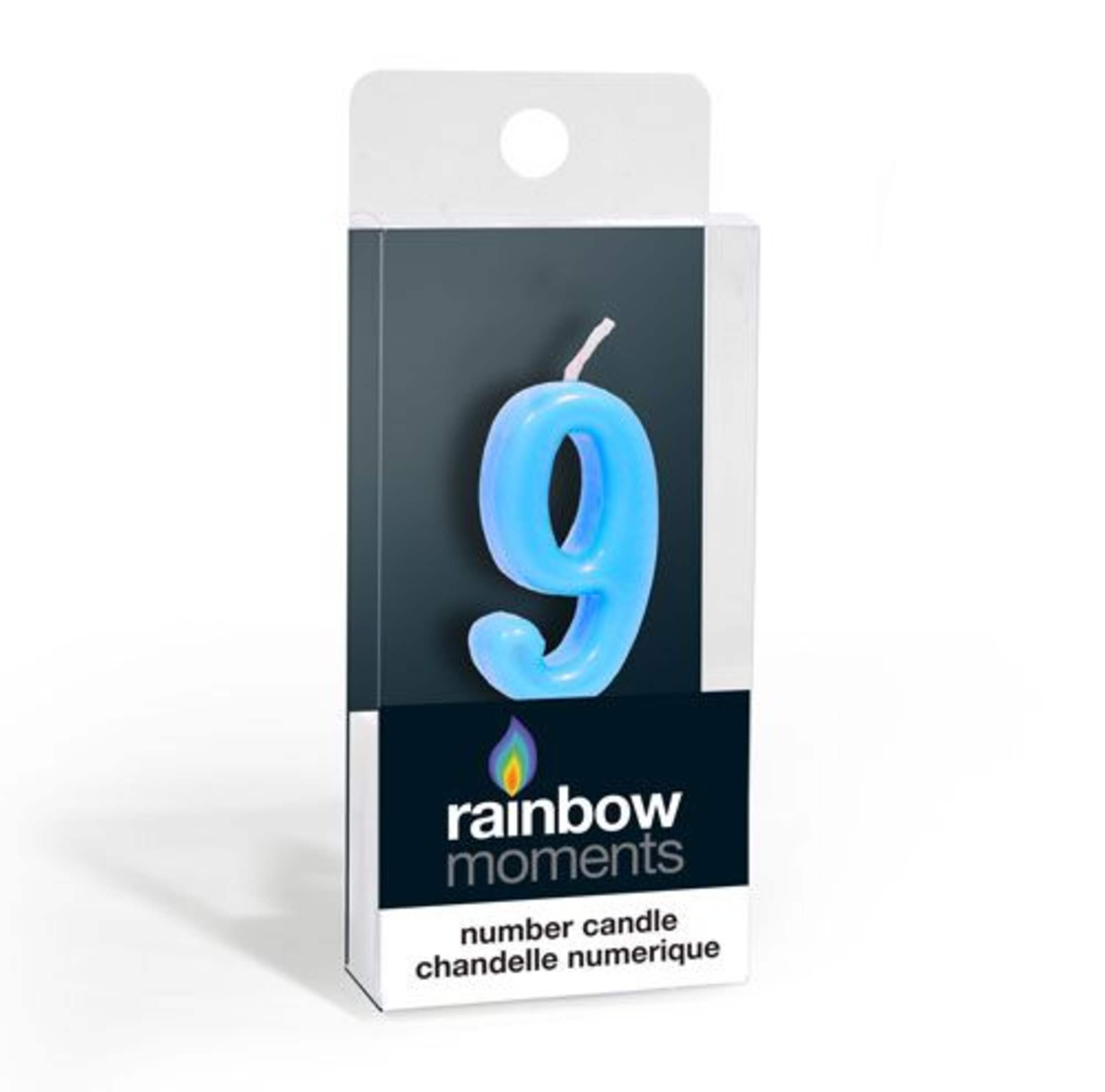 "9" Number Wax Candle, Blue, 3.9-in, for Birthday Party/Anniversary Front_Three_Fourths_Angled_Right