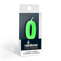 "0" Number Wax Candle, Green, 3.9-in, for Birthday Party/Anniversary Front_Three_Fourths_Angled_Right