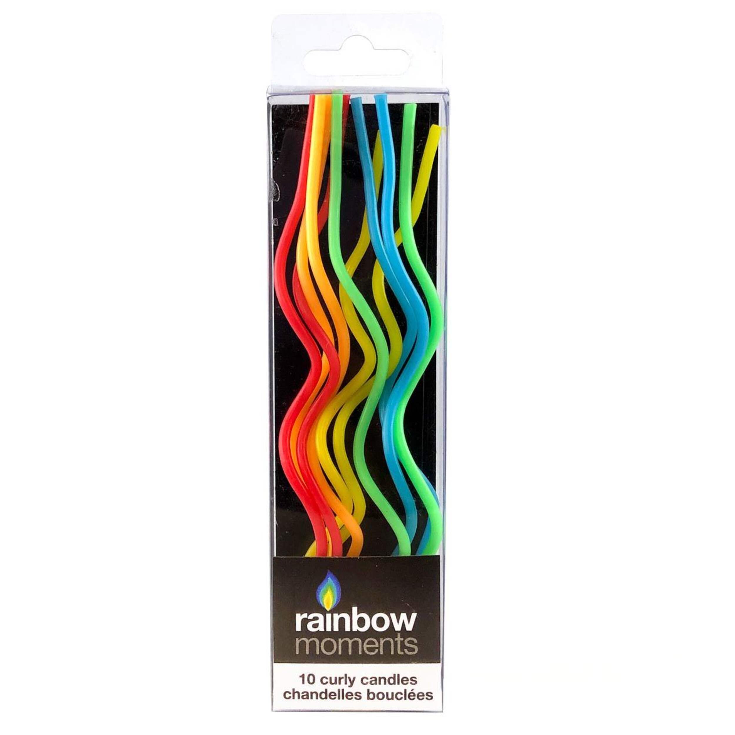 Curly Wax Candles, Multi-Coloured, 5.9-in, 10-pk, for Birthday Party Front_Flat