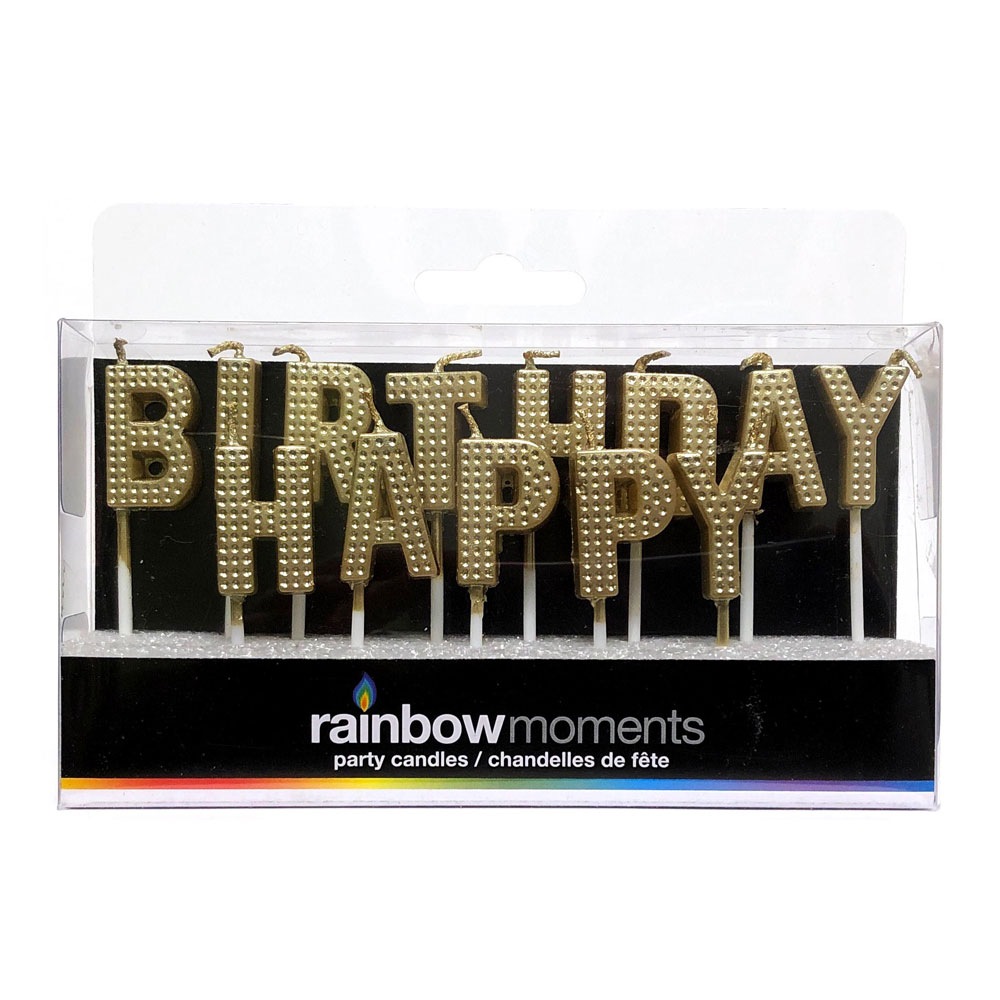 Rainbow Moments Happy Birthday 13Letter Gold Marquee Candles Party City