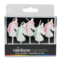 Unicorn Wax Candles, White/Pink/Green, 1.4-in, 5-pk, for Birthday Party