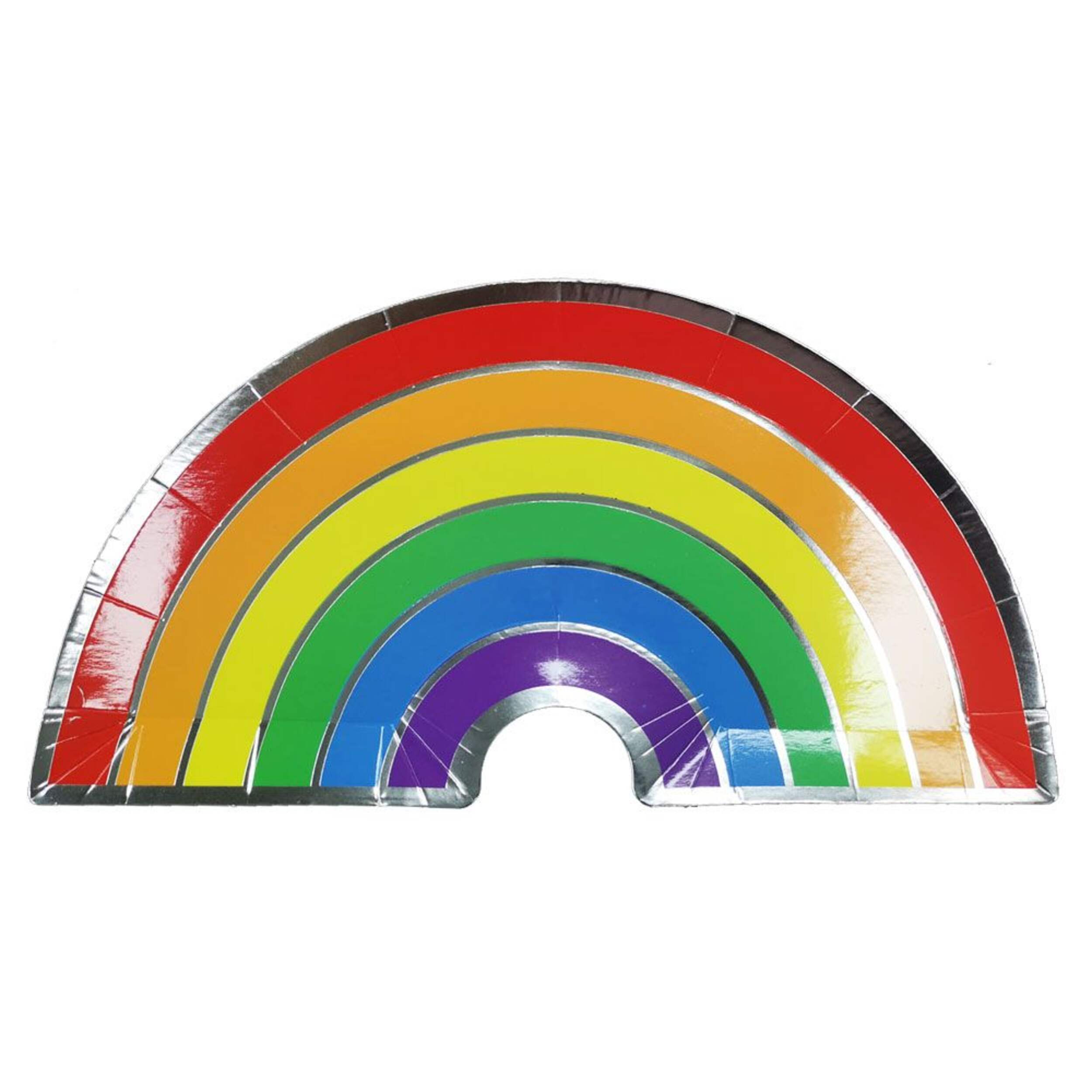 Rainbow Paper Disposable Lunch Plates, Multi-Coloured, 9-in, 8-pk, for Pride/Summer Party Overhead_Flat