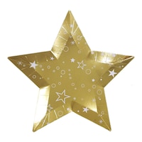 Star Paper Disposable Lunch Plates, Gold, 9-in, 8-pk, for Graduation/New Year's Eve/Movie Night Overhead_Flat