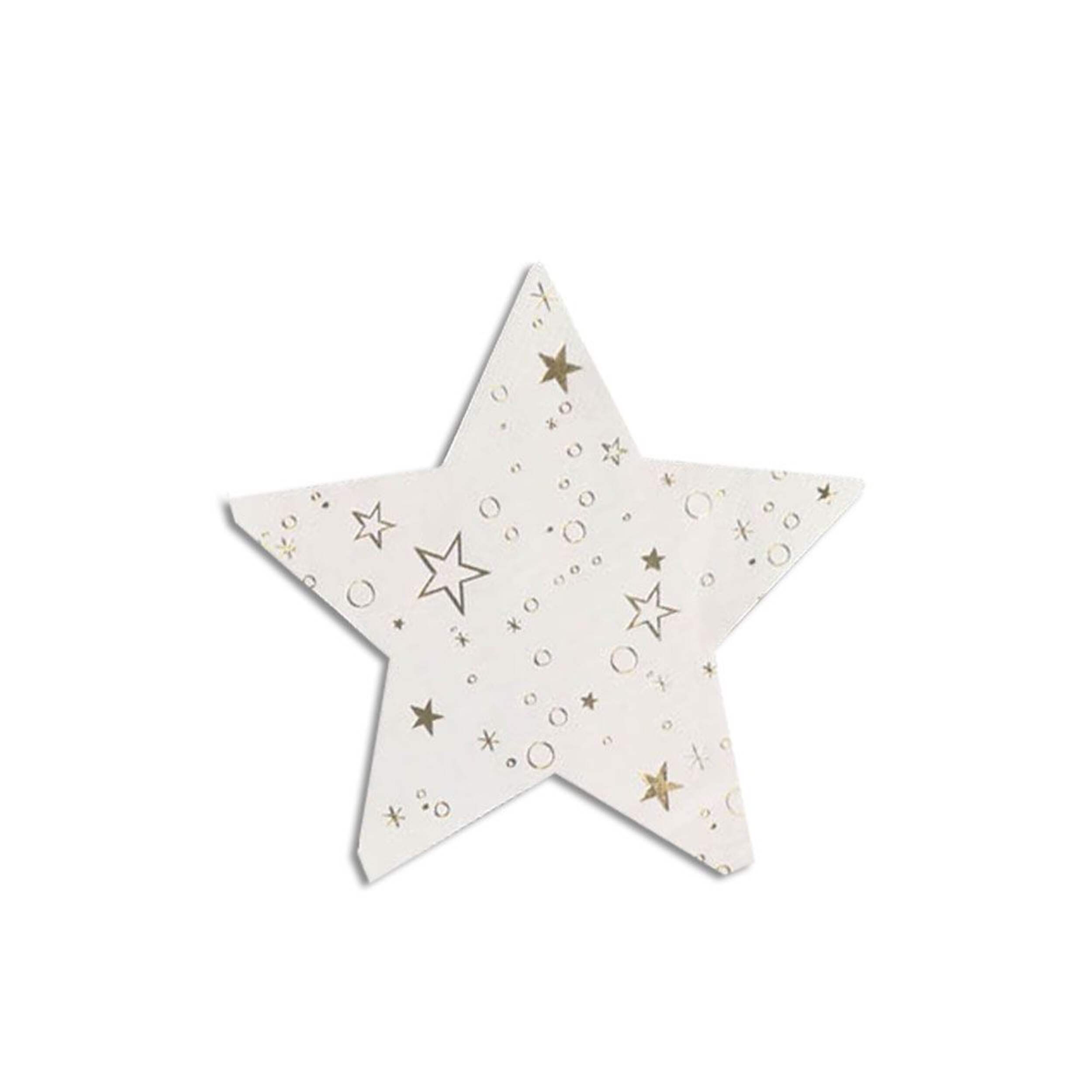 Star Paper Disposable Beverage Napkins, White/Gold, 6-in, 16-pk, 2-ply, for Graduation/New Year's Eve/Movie Night Front_Flat