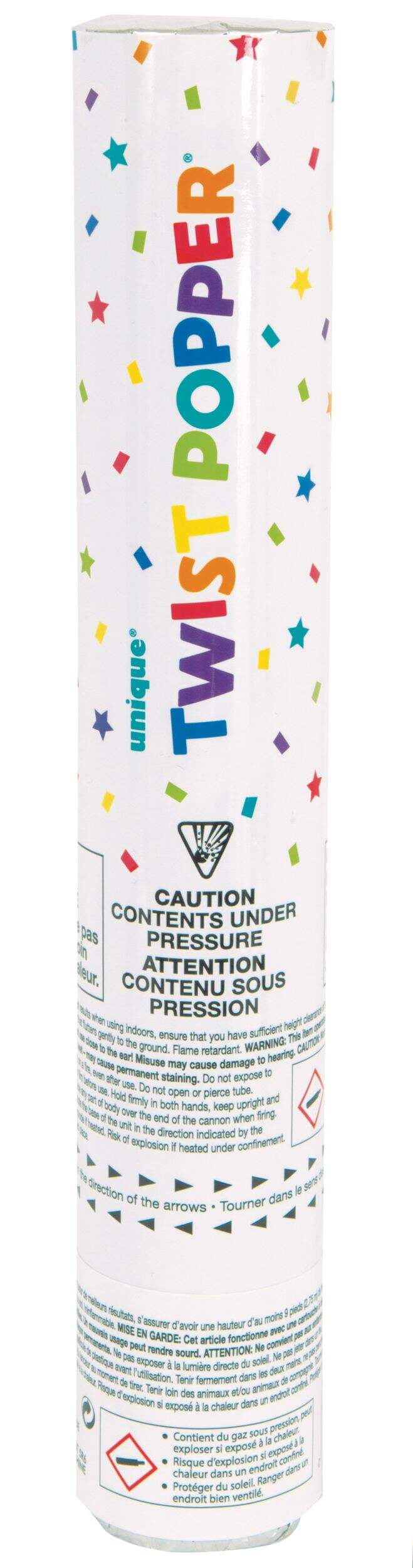 Confetti Cannon Popper, Multi-Coloured, for Birthday Party Front_Elevated