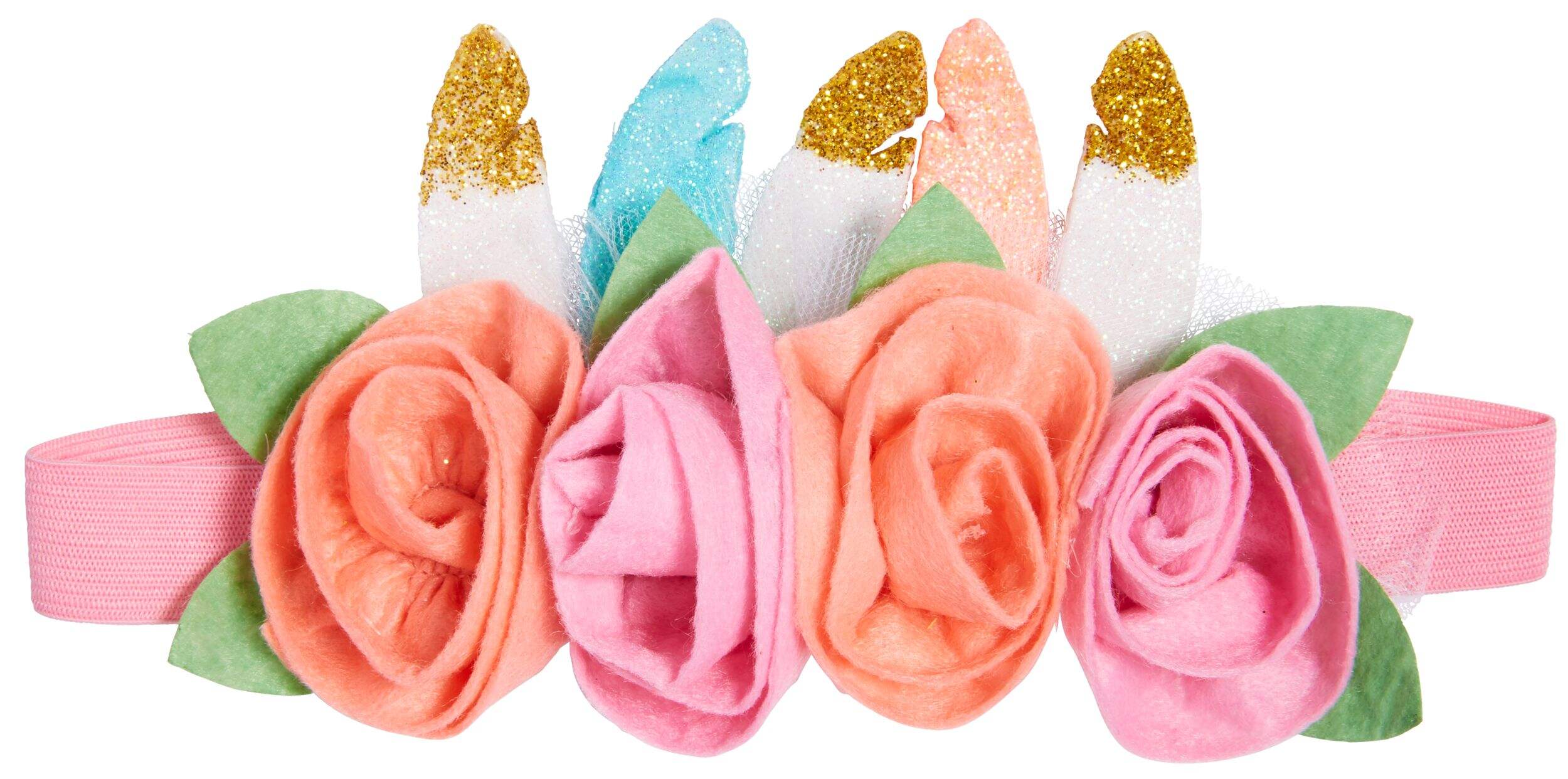 Boho Birthday Flower & Feather Crown Headband, Multi-Coloured, One Size, Wearable Accessory for Birthdays Front_Flat