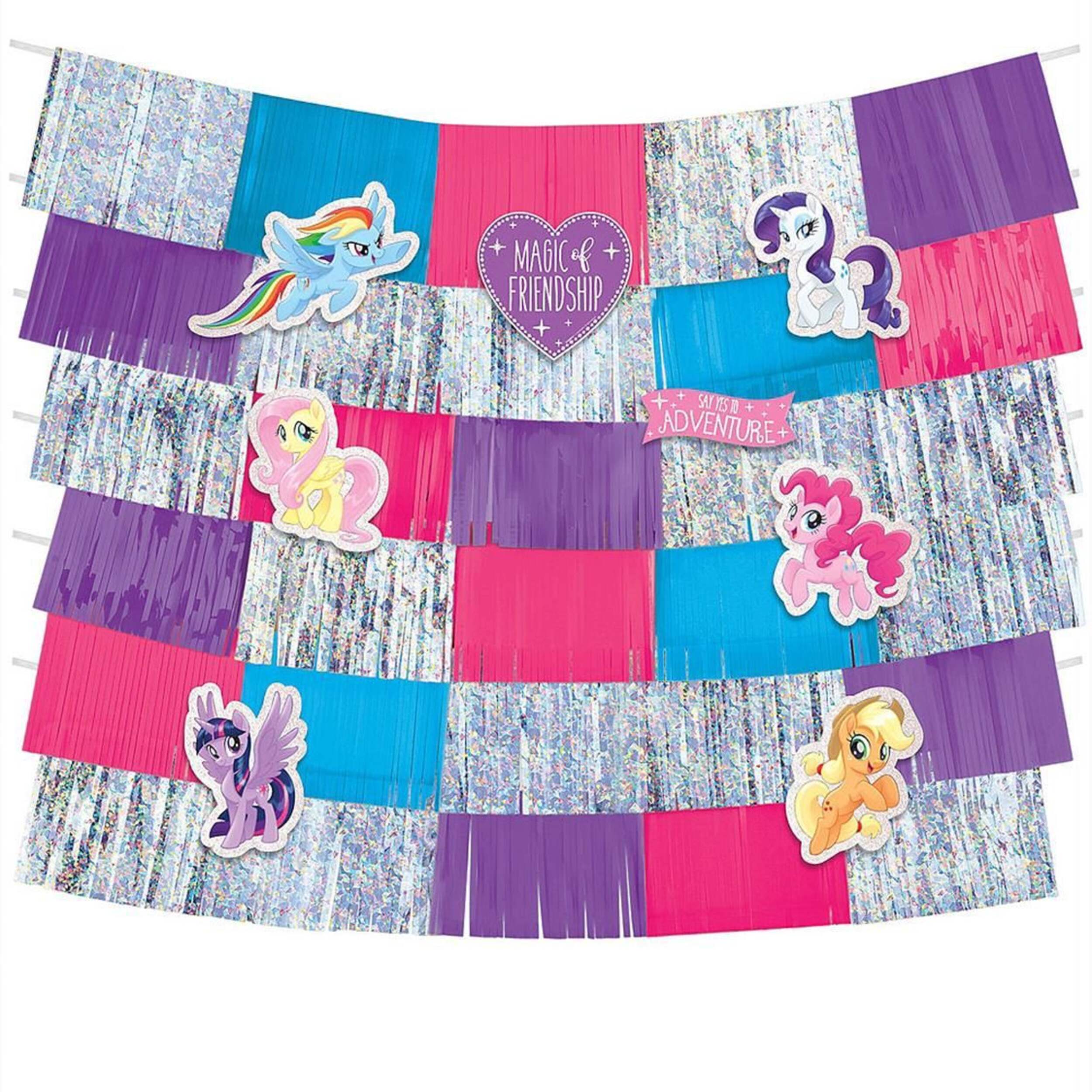 Friendship Adventures My Little Pony Birthday Party Shiny Fringe Decoration Kit, Pink/Purple/Silver Front_Flat