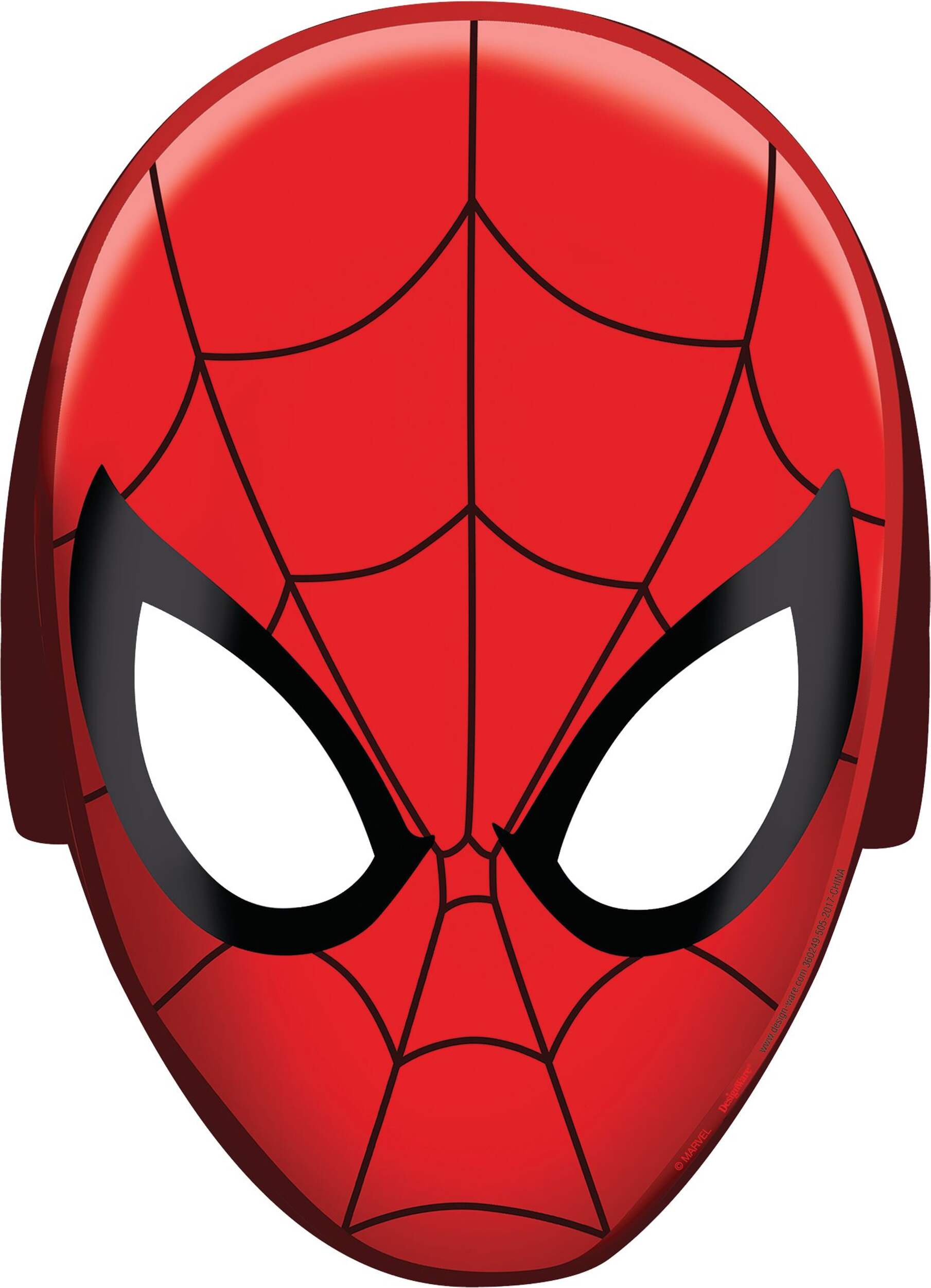 Masques en papier Disney Marvel Spider-Man, rouge/noir, taille unique, paq. 8, accessoires de costume à porter pour anniversaires/l'Halloween Front_Flat