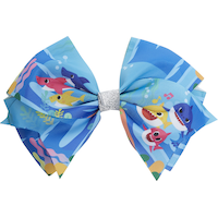 Baby Shark Hair Bow, Blue, One Size, Wearable Accessory for Birthdays Front_Flat
