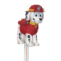 Nickelodeon PAW Patrol Marshall Pinata Hanging Pull String Decoration, Red/White, 14-in, Holds 2lb of Pinata Filler, for Birthday Parties Front_Three_Fourths_Angled_Right