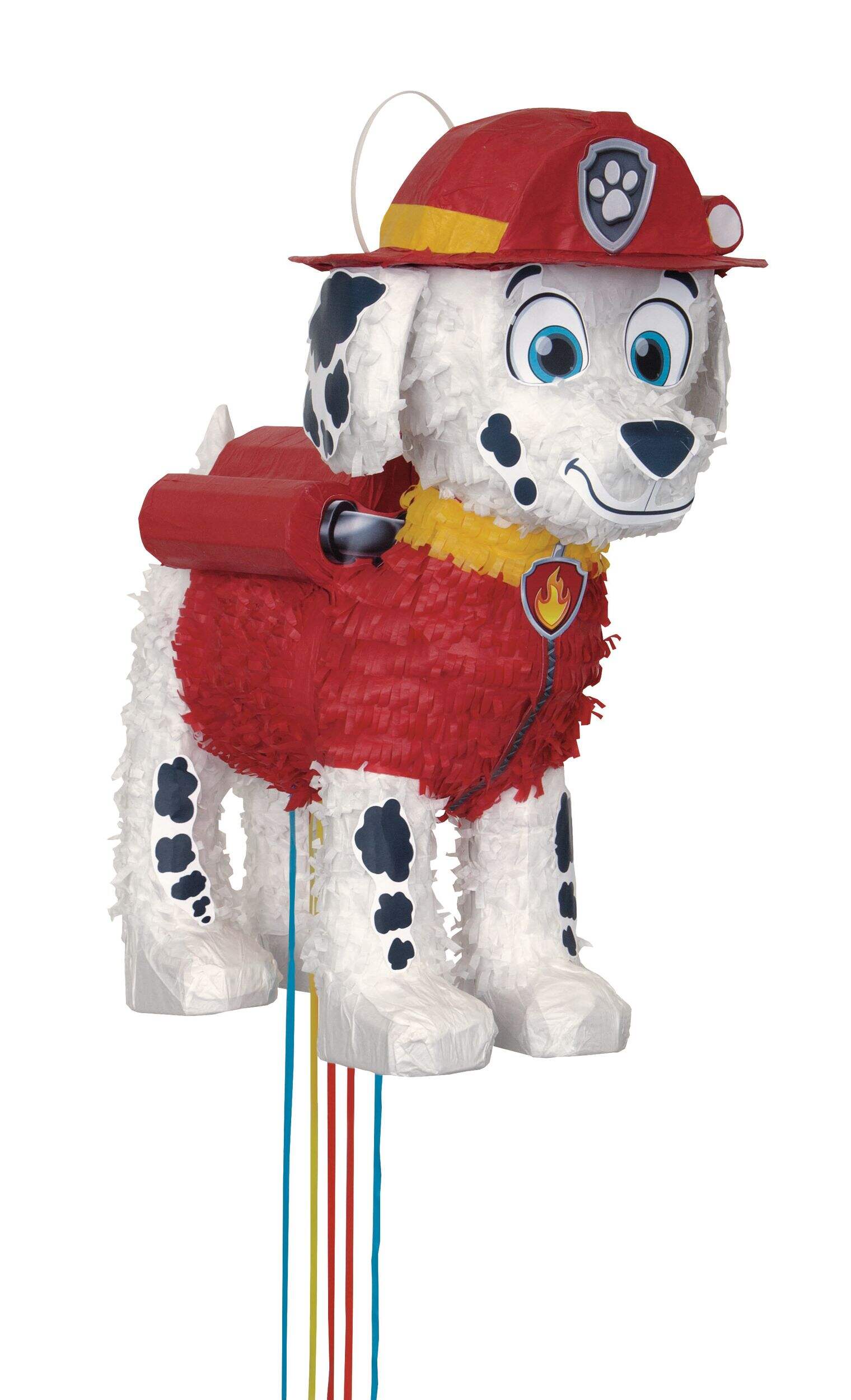 Nickelodeon PAW Patrol Marshall Pinata Hanging Pull String Decoration, Red/White, 14-in, Holds 2lb of Pinata Filler, for Birthday Parties Front_Three_Fourths_Angled_Right