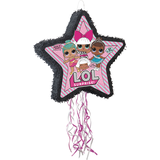 L.O.L. Surprise! Star Pinata Hanging Pull String Decoration, Pink/Black, 23-in, Holds 2lb of Pinata Filler, for Birthday Parties Front_Angled_Right