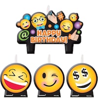 Smiley Birthday Candles, 4-pc Front_Flat