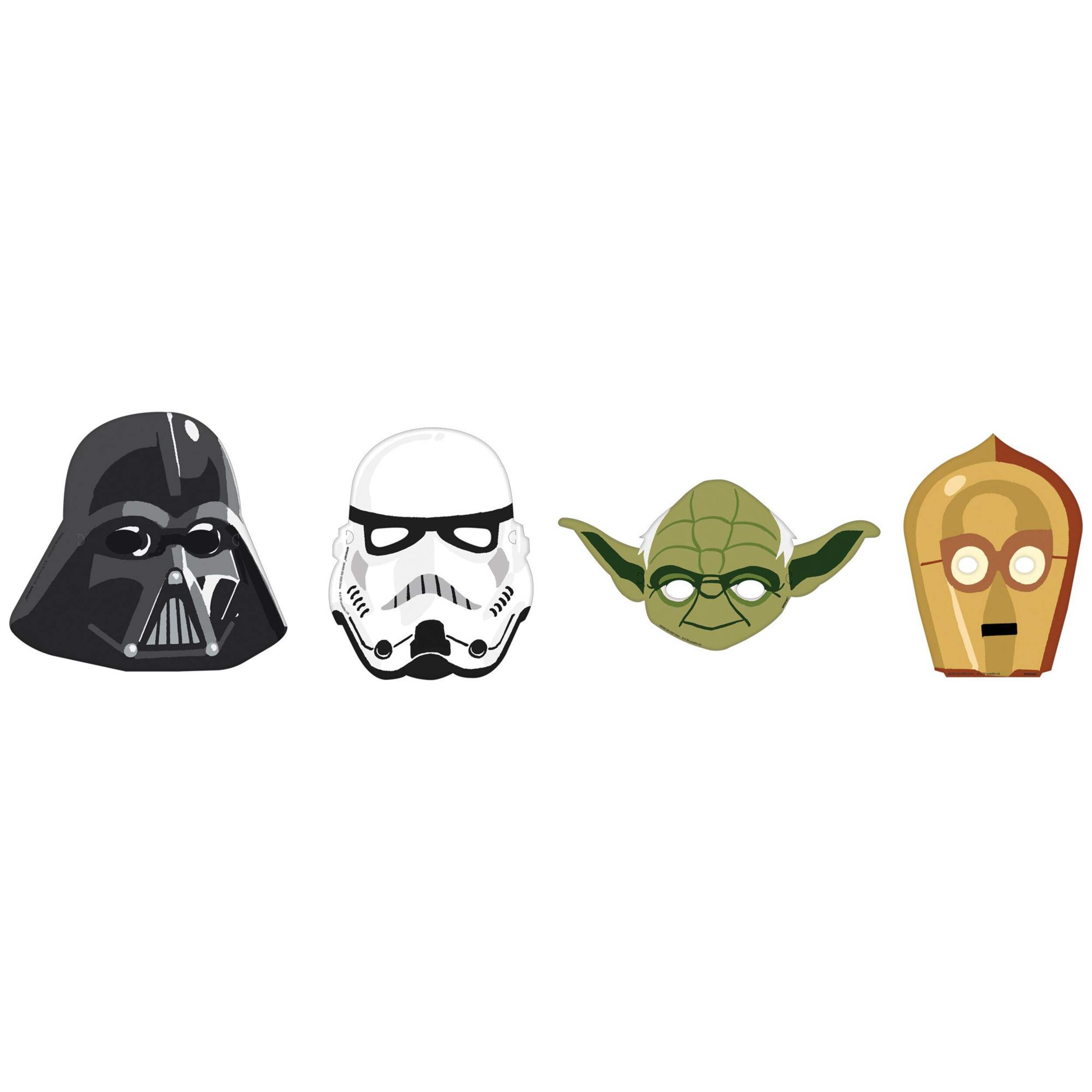 Disney Star Wars Galaxy of Adventures Darth Vader/Yoda/Stormtrooper/C-3PO Paper Masks, Multi-Coloured, One Size, 6-pk, Wearable Costume Accessories for Birthdays/Halloween Front_Flat