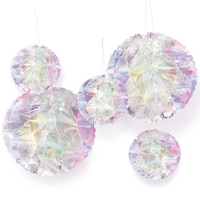 Luminous Honeycomb Hanging Decorations, Iridescent, 5-in, 5-pk, for Birthday Party Front_Flat