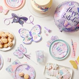 Flutter Butterfly Plastic Reusable Favour Cup, Blue, 16-oz, for Birthday Party Composite_or_Mixed