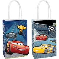 Disney Cars Lightning McQueen Create Your Own Customizable Paper Kraft Gift Bags, Blue/Red/Yellow, 12-in, 8-pk, for Birthday Party