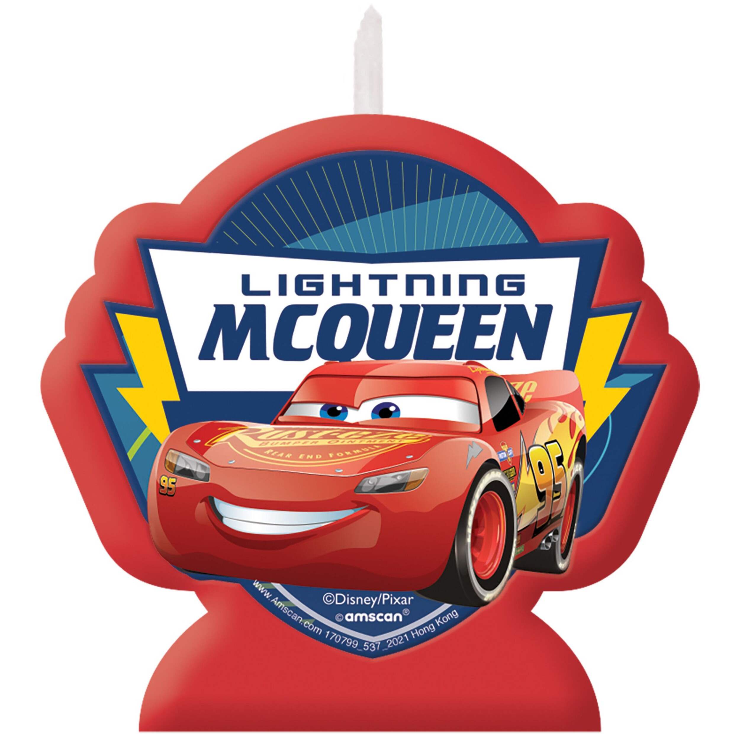 Disney Cars Lightning Mcqueen Wax Candle, Red/Blue, 5.3-in, for Birthday Party Front_Flat