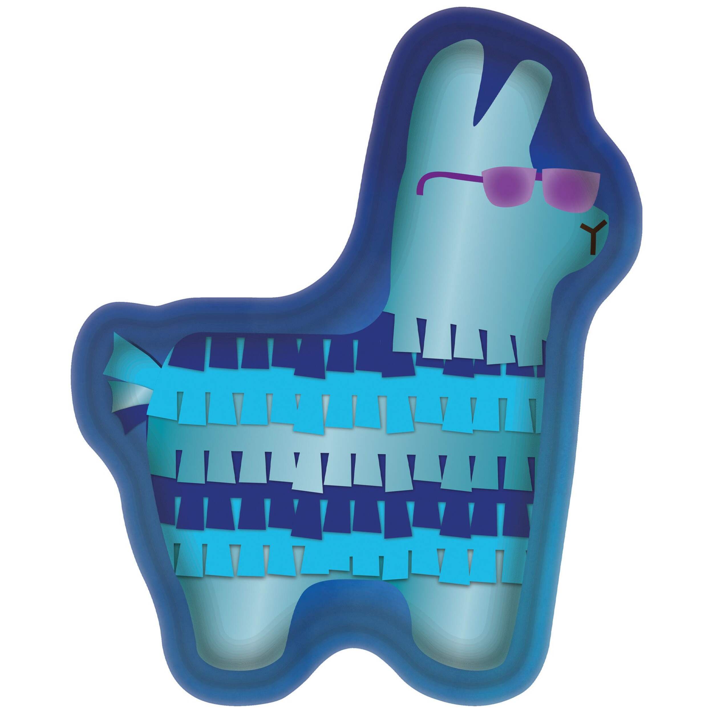 Battle Royal Llama Paper Disposable Dessert Plates, Blue, 7-in, 8-pk, for Birthday Party Overhead_Flat