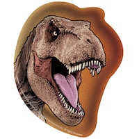 Jurassic World Dinosaur Paper Disposable Dessert Plates, Brown, 7-in, 8-pk, for Birthday Party Overhead_Flat