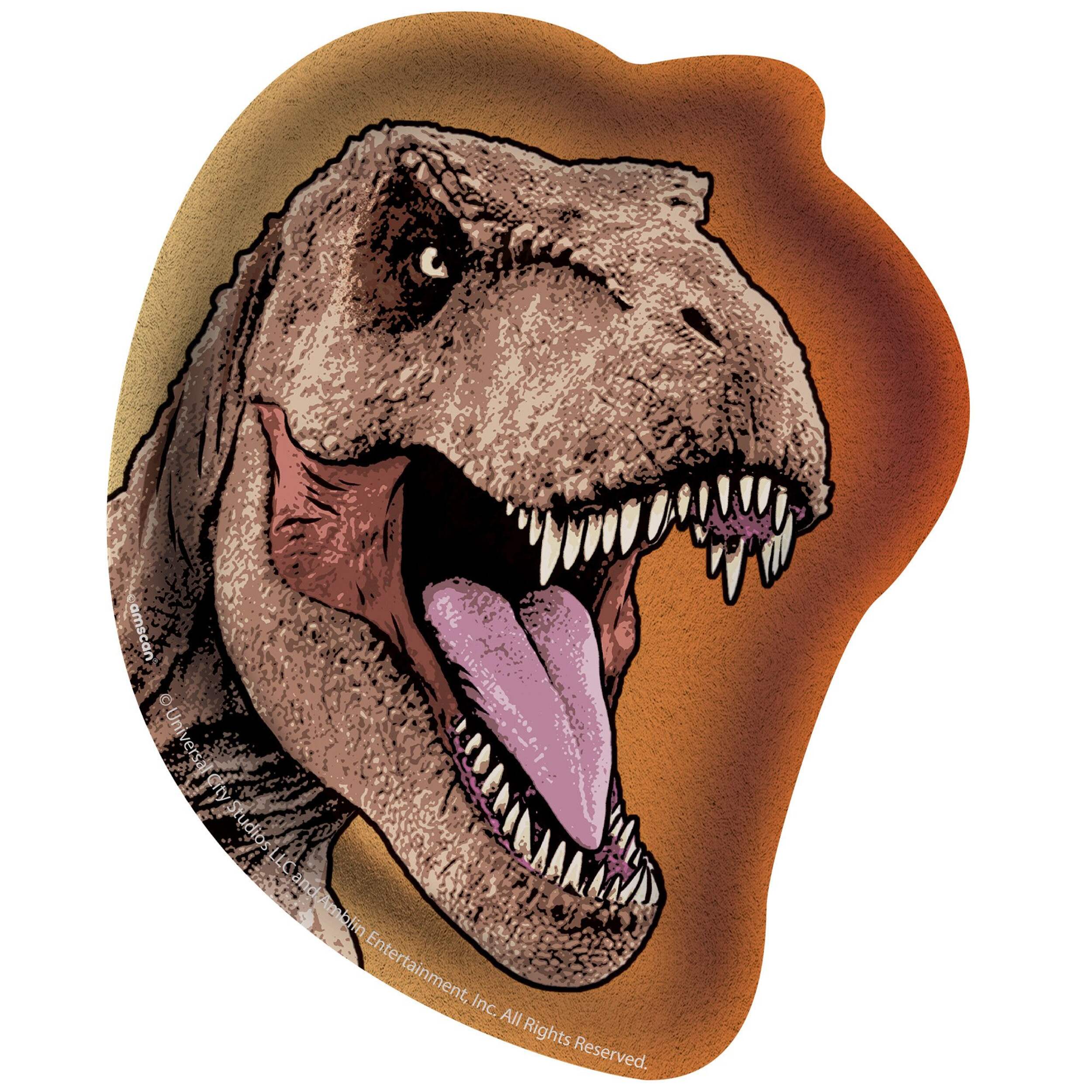Jurassic World Dinosaur Paper Disposable Dessert Plates, Brown, 7-in, 8-pk, for Birthday Party Overhead_Flat