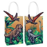 Jurassic World Dinosaur Create Your Own Customizable Paper Kraft Gift Bags, Green/Brown, 12-in, 8-pk, for Birthday Party Front_Angled_Right